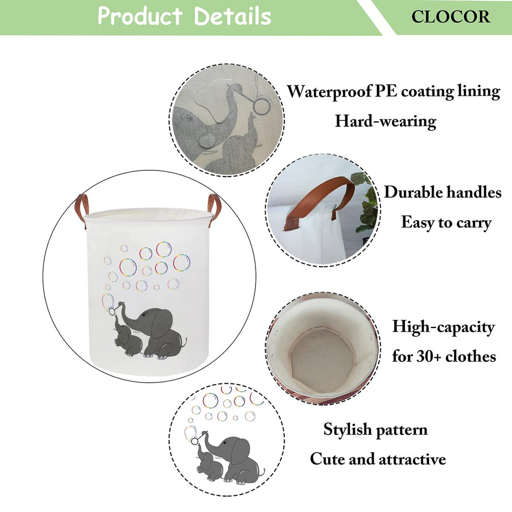 CLOCOR Elephant basket in a kids room keeping clutter tidy and accessible