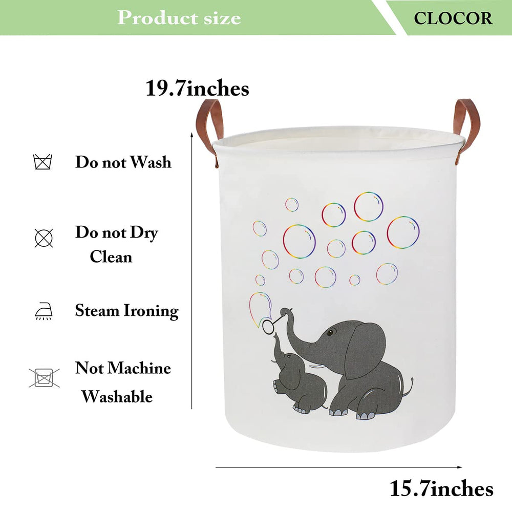CLOCOR Elephant Laundry Basket with two strong handles for everyday use