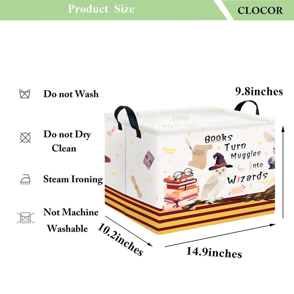 CLOCOR fabric basket showing wrinkle-care guidance and steam iron note