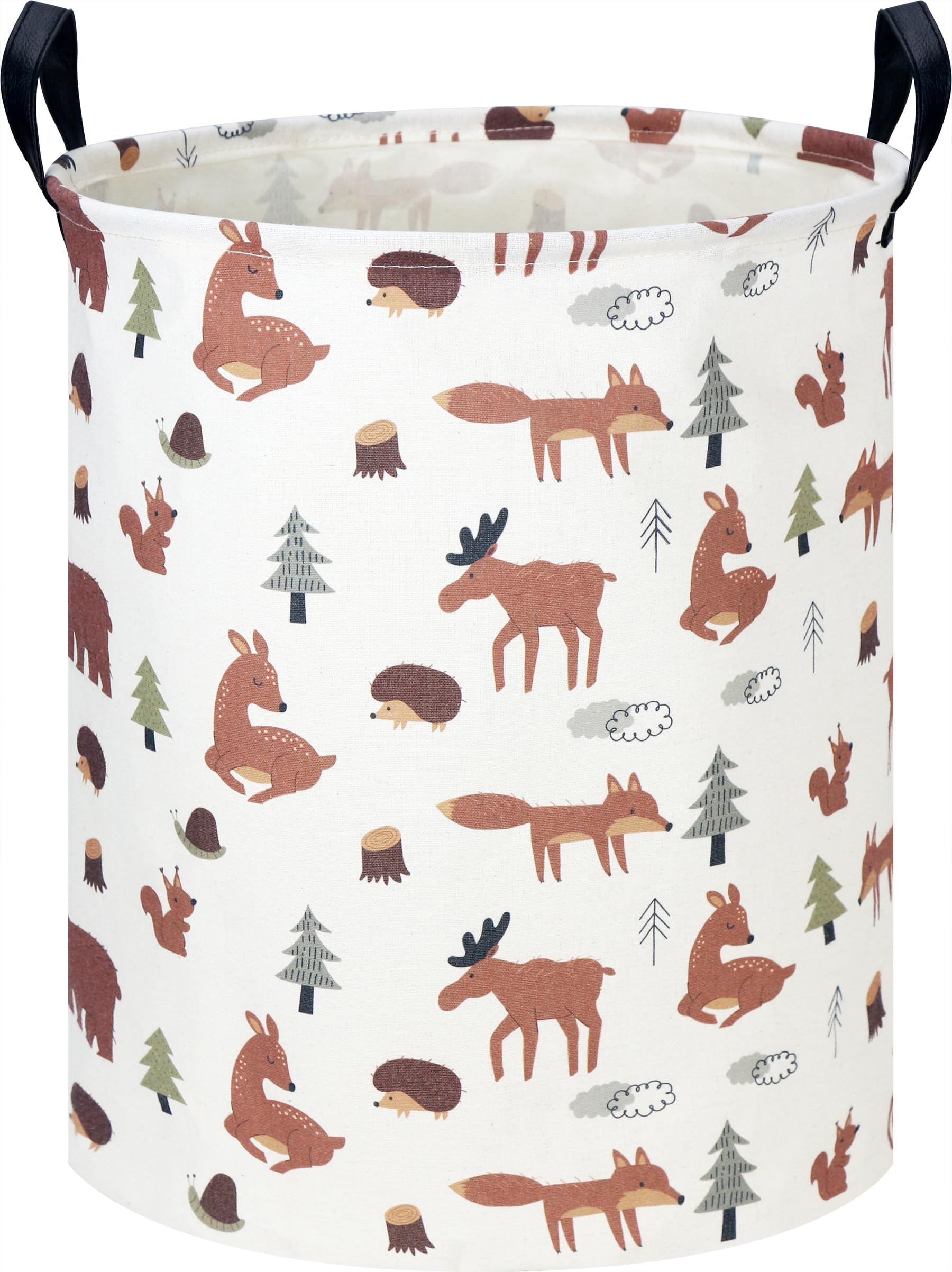 Clocor Kids Laundry Basket brown animal print, collapsible design ideal for toy storage.