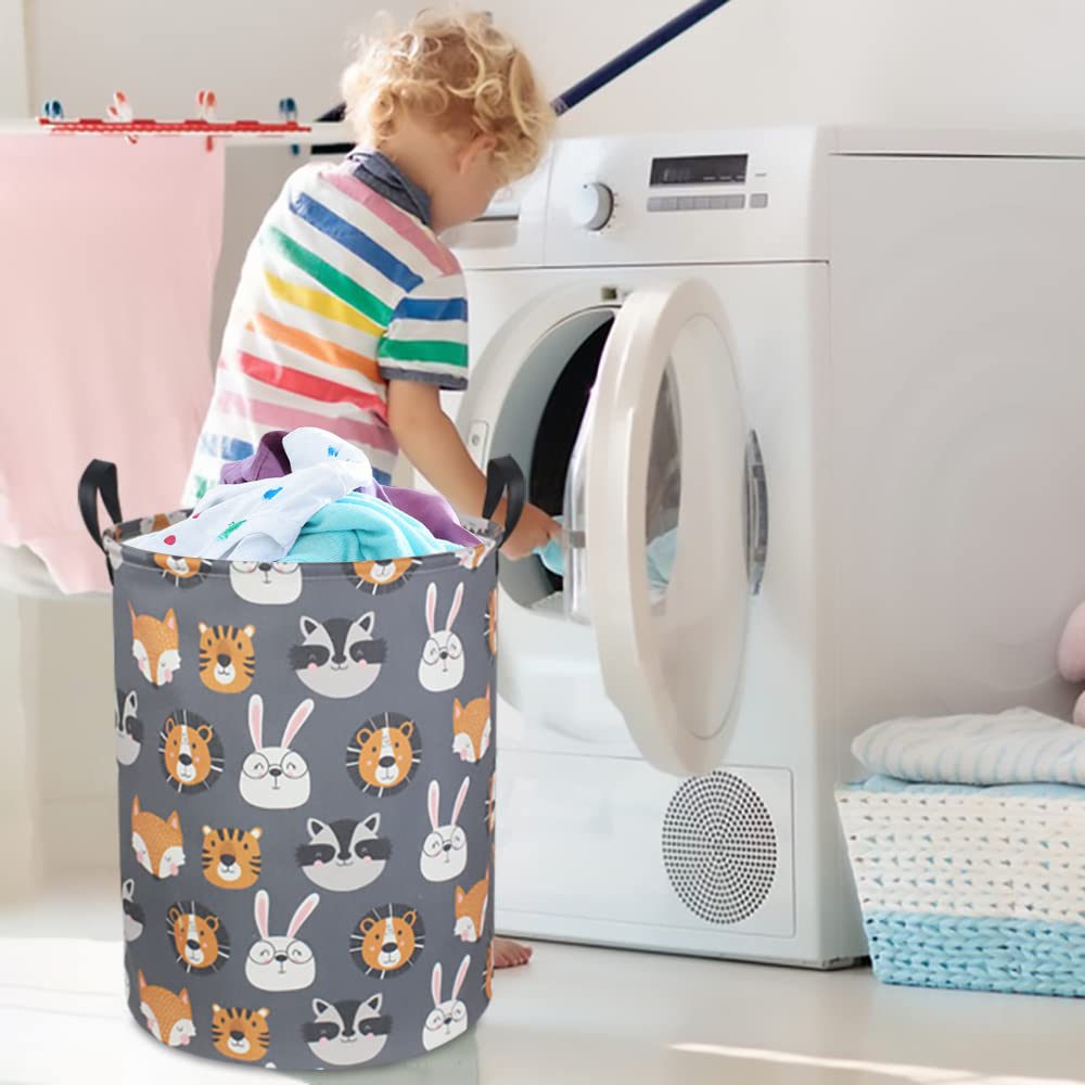 CLOCOR Grey Fabric Laundry Basket blends with nursery decor and durable storage.