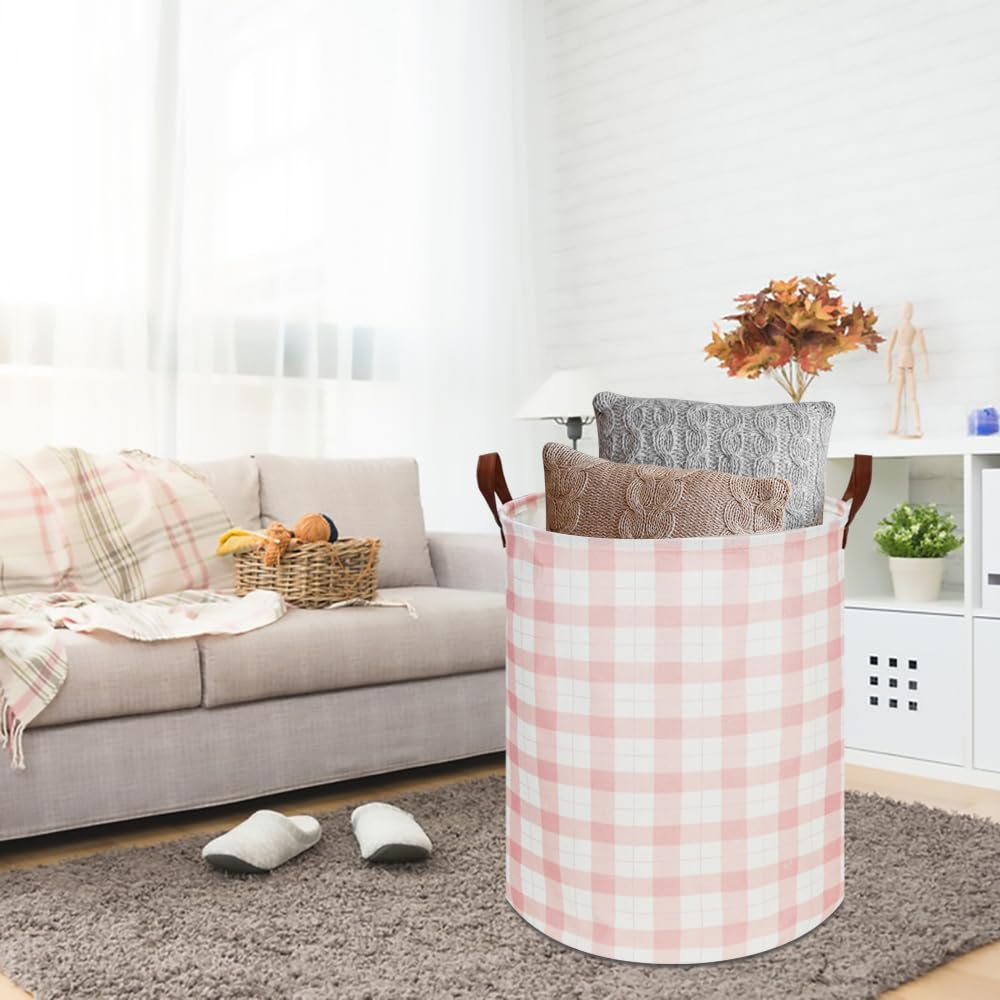 CLOCOR Kids Laundry Basket pink grid stored toys demonstrates versatile nursery organization