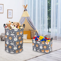CLOCOR Kids Laundry Basket size 15.7D x 19.7H, ideal for toy and clothes storage.
