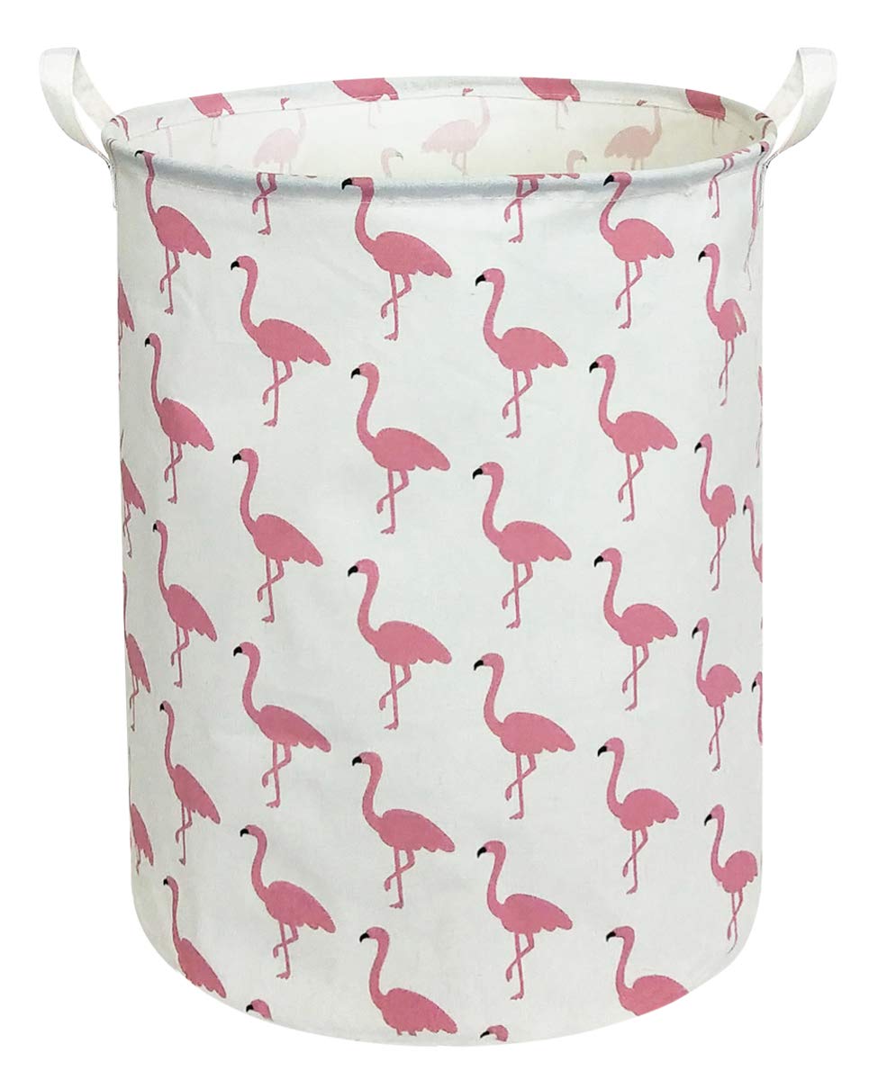 CLOCOR large flamingo laundry hamper side view shows roomy storage for toys.
