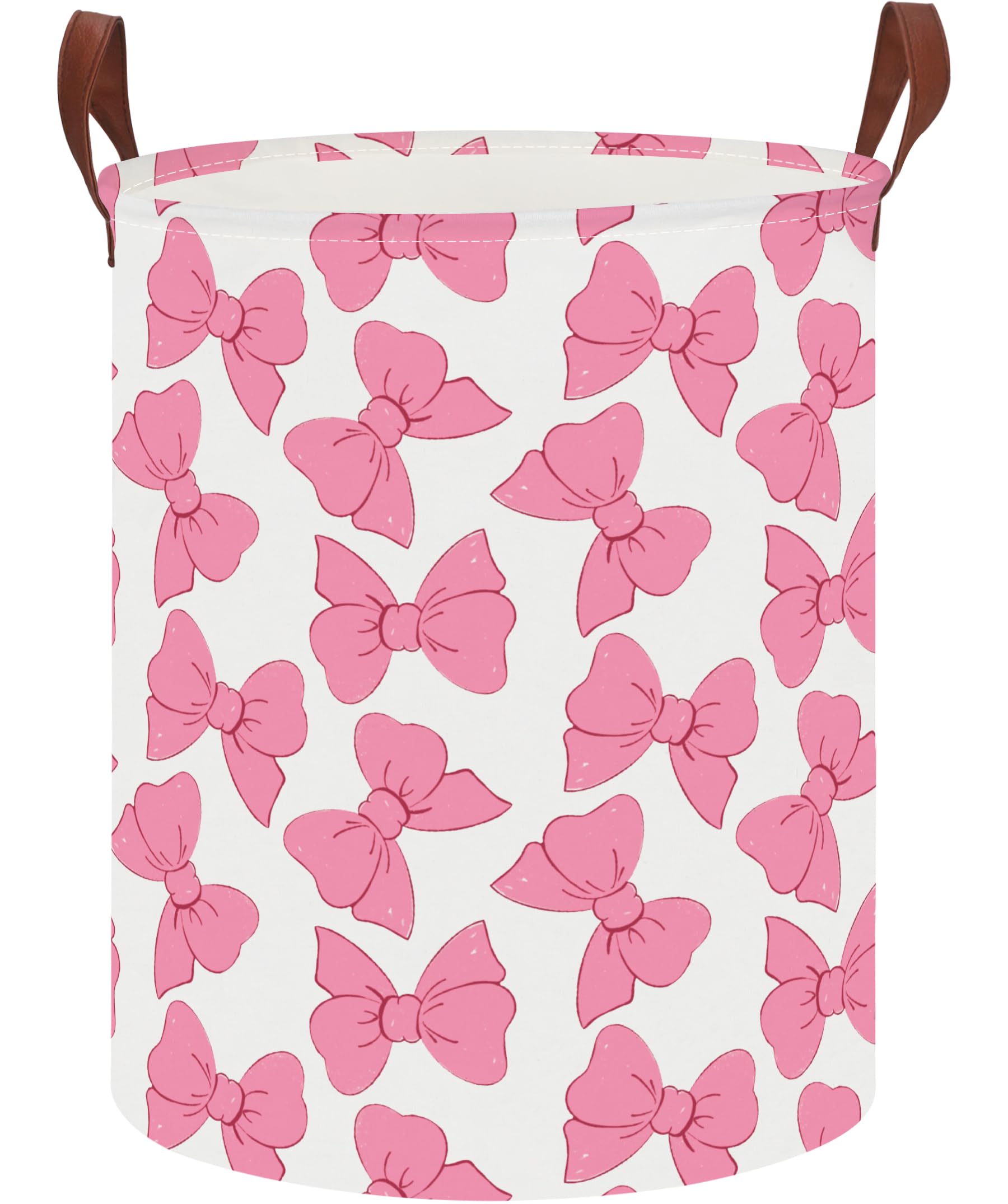 CLOCOR large laundry basket top view with pink bowknot for nursery organization and easy transport