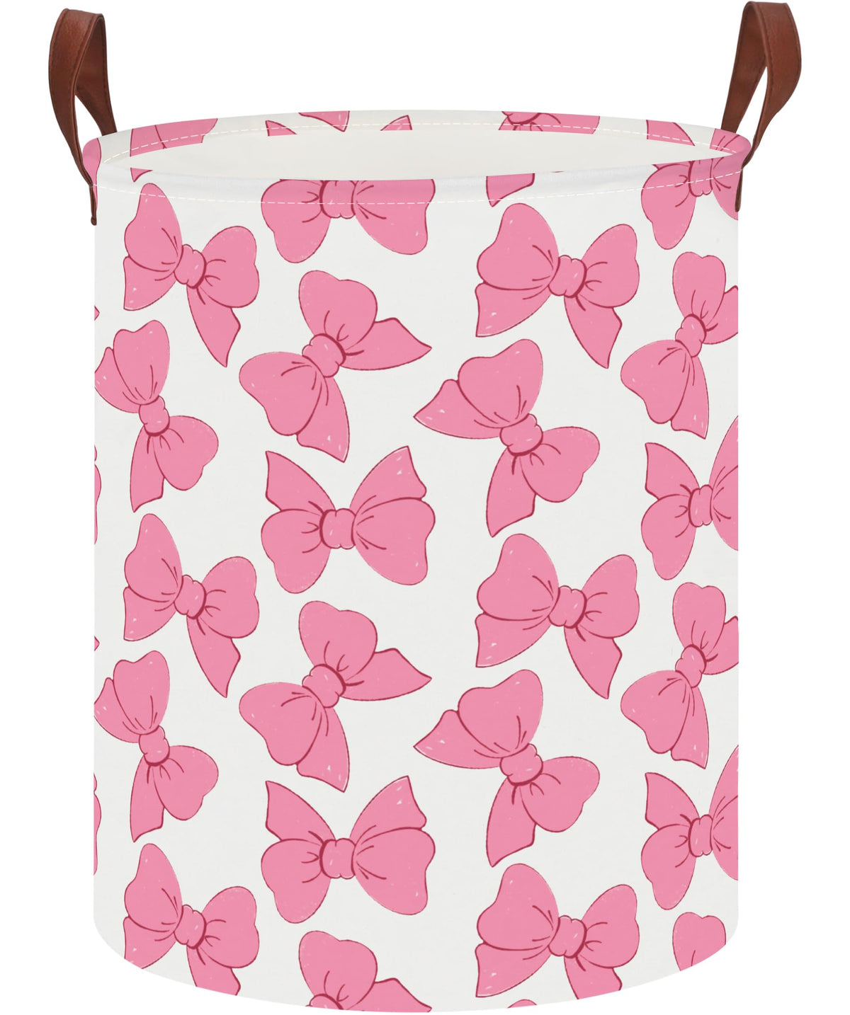 CLOCOR large laundry basket top view with pink bowknot for nursery organization and easy transport