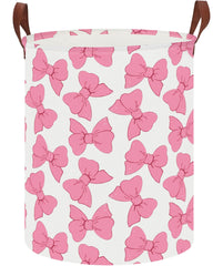 CLOCOR large laundry basket top view with pink bowknot for nursery organization and easy transport