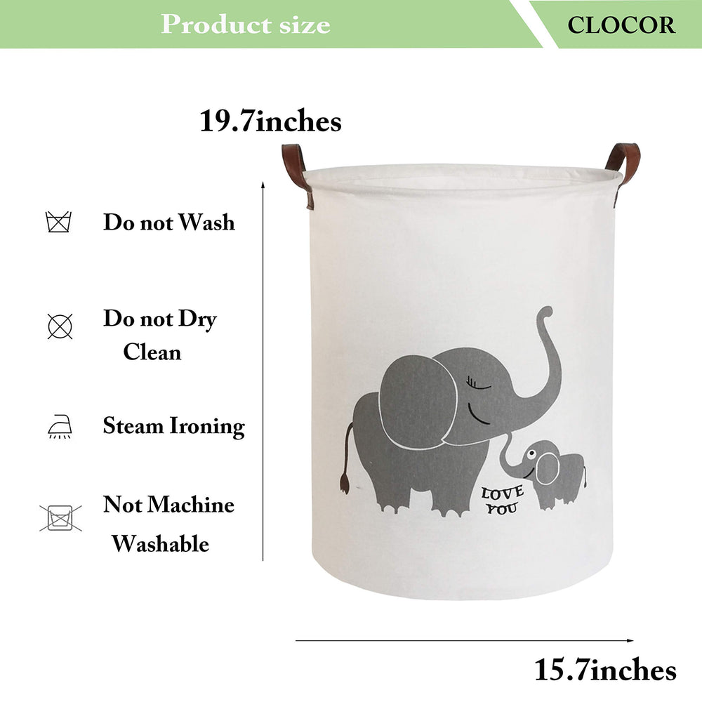 CLOCOR Love Elephant bin in a clutter-free space for toys and books.