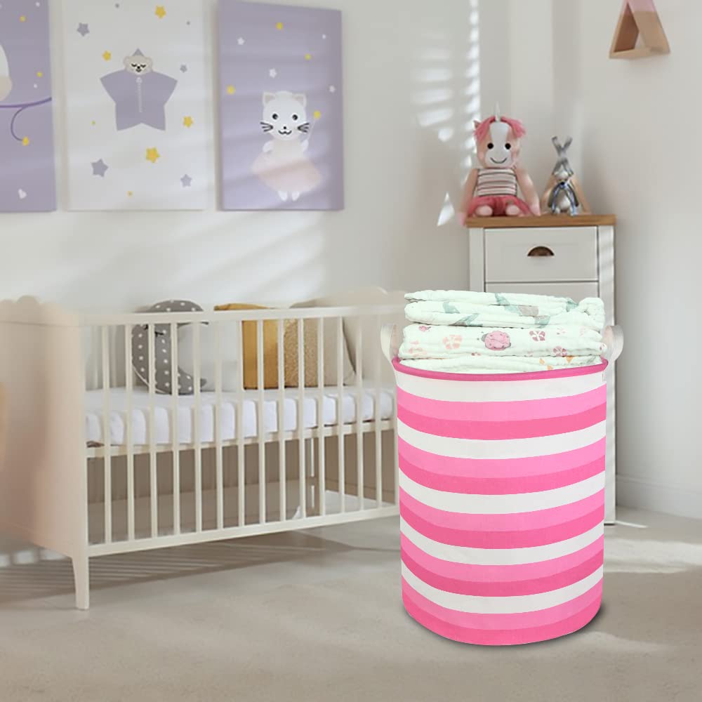CLOCOR pink laundry basket collapsible design showing easy storage when not in use.