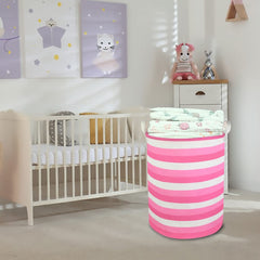CLOCOR pink laundry basket collapsible design showing easy storage when not in use.