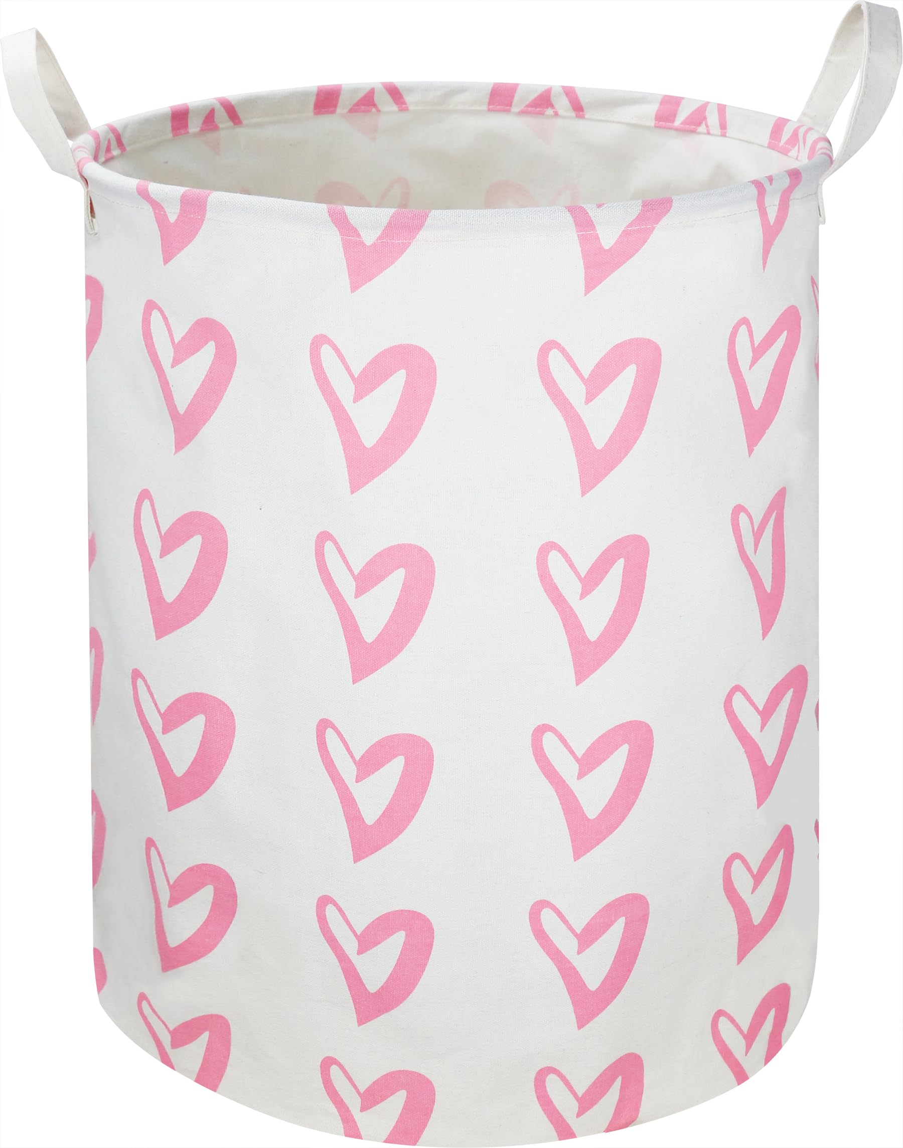 Clocor pink laundry basket with heart design for nursery décor and storage