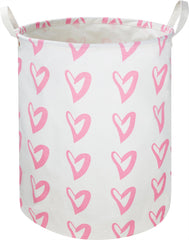 Clocor pink laundry basket with heart design for nursery décor and storage