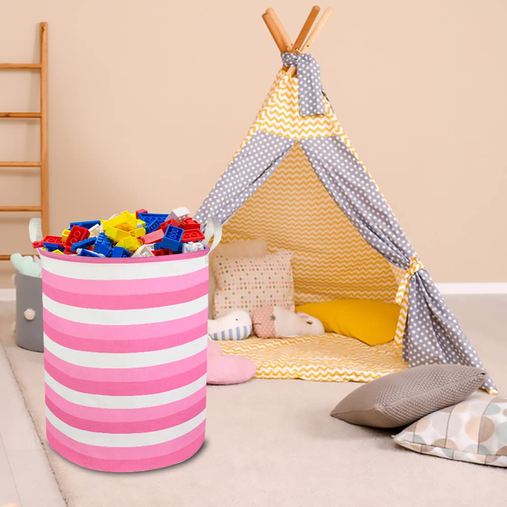 CLOCOR pink laundry basket linen canvas texture with waterproof lining for mess containment.