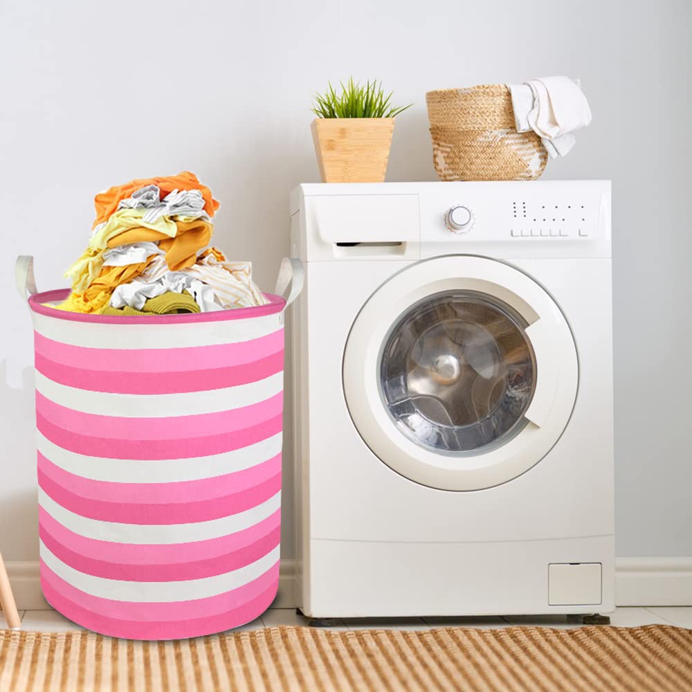 CLOCOR pink laundry basket for toy storage—keeps playroom tidy.