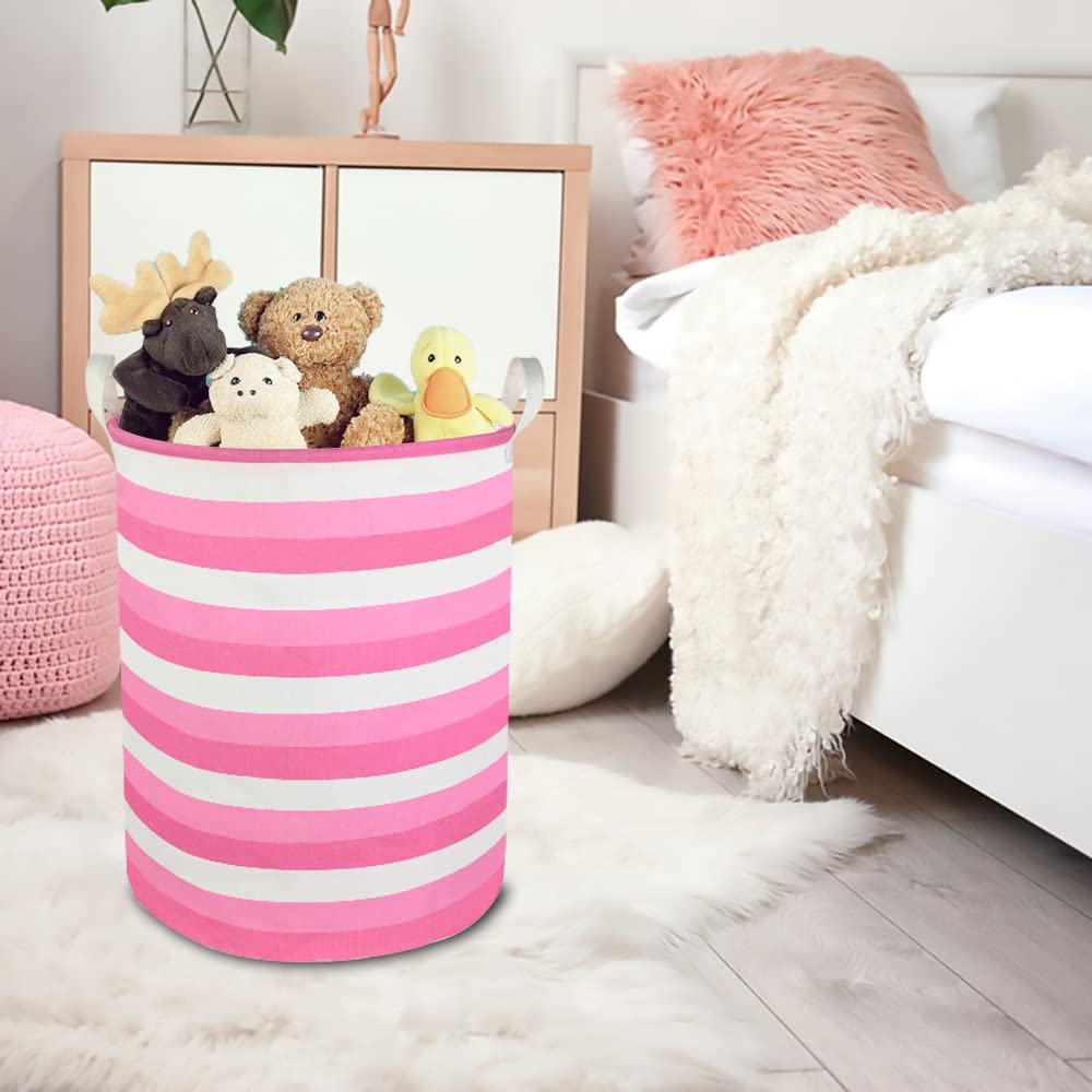 CLOCOR pink laundry basket with two handles for easy transport of toys.