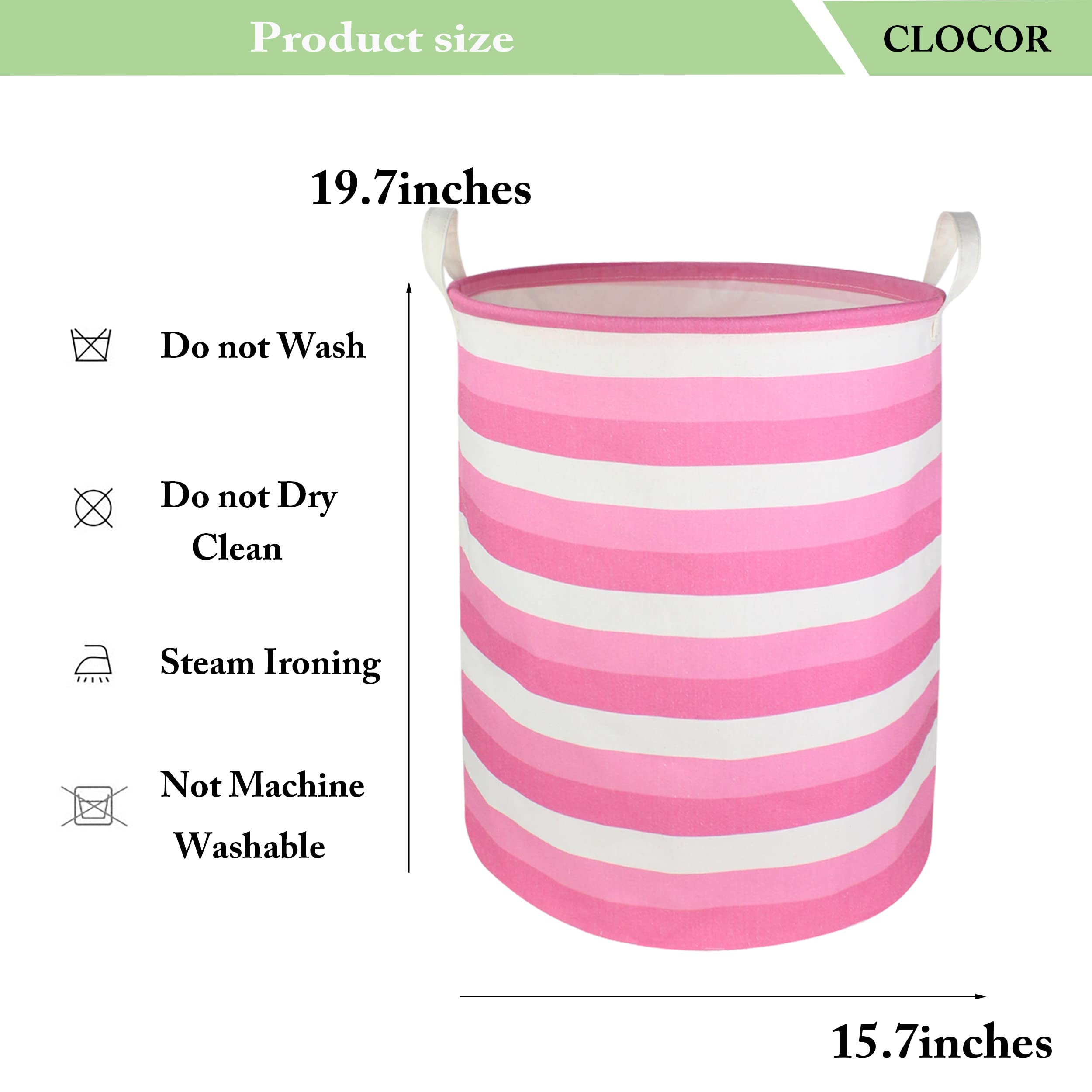 CLOCOR pink laundry basket waterproof lining ideal for spills and quick cleanup.