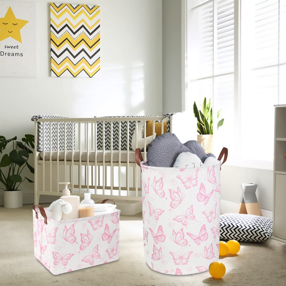 CLOCOR pink nursery basket folded for compact storage in small spaces.