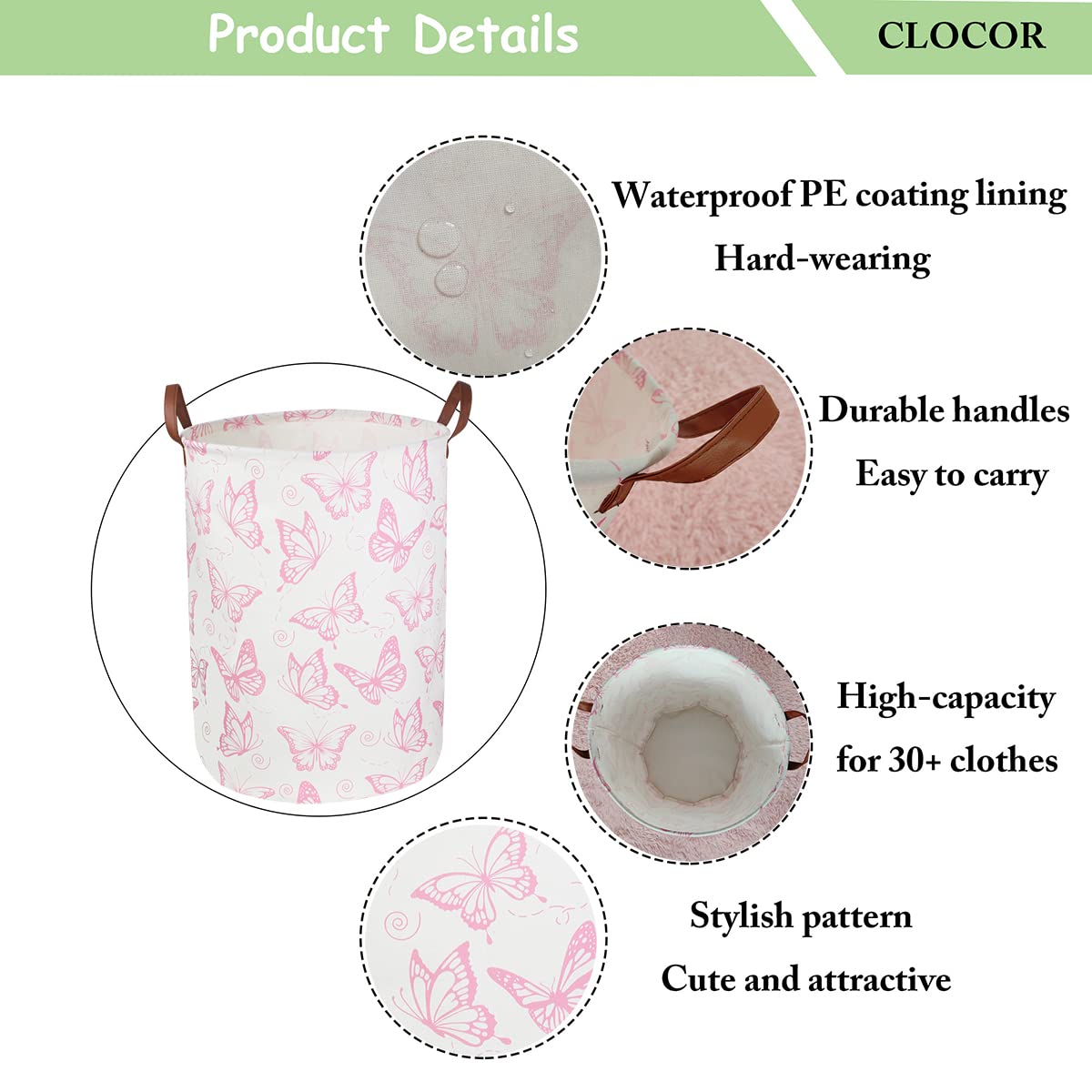 CLOCOR pink room decor gift basket adds a cheerful accent.