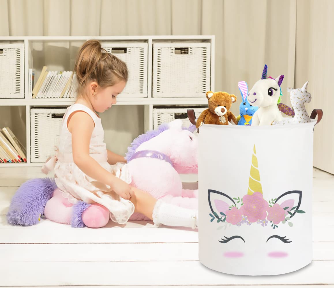 CLOCOR Pink Unicorn laundry basket measures 15.7 by 19.7 inches for ample capacity