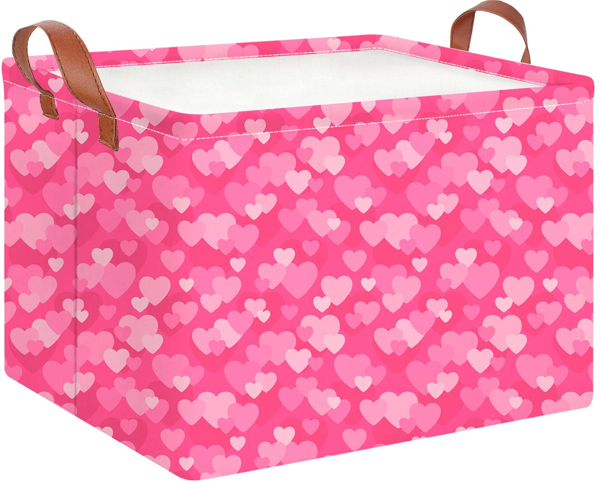CLOCOR rectangular pink basket heart print for stylish storage and easy cleanup.