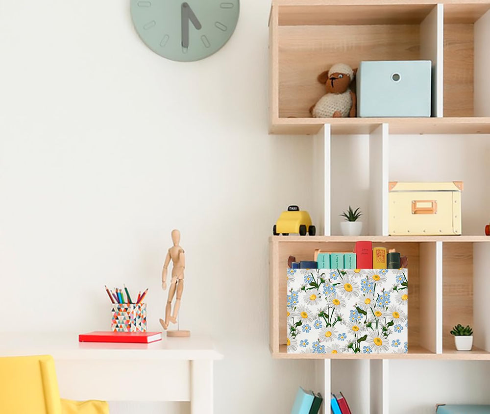 CLOCOR rectangular storage basket dimensions showcase ample space for books and clothes.