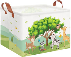 CLOCOR rectangular storage basket front view shows woodland pattern for stylish organization