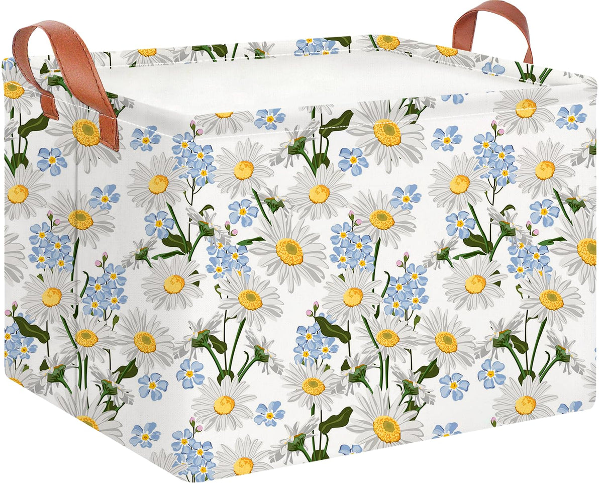 CLOCOR rectangular storage basket front-view highlighting durable linen fabric and spacious interior.