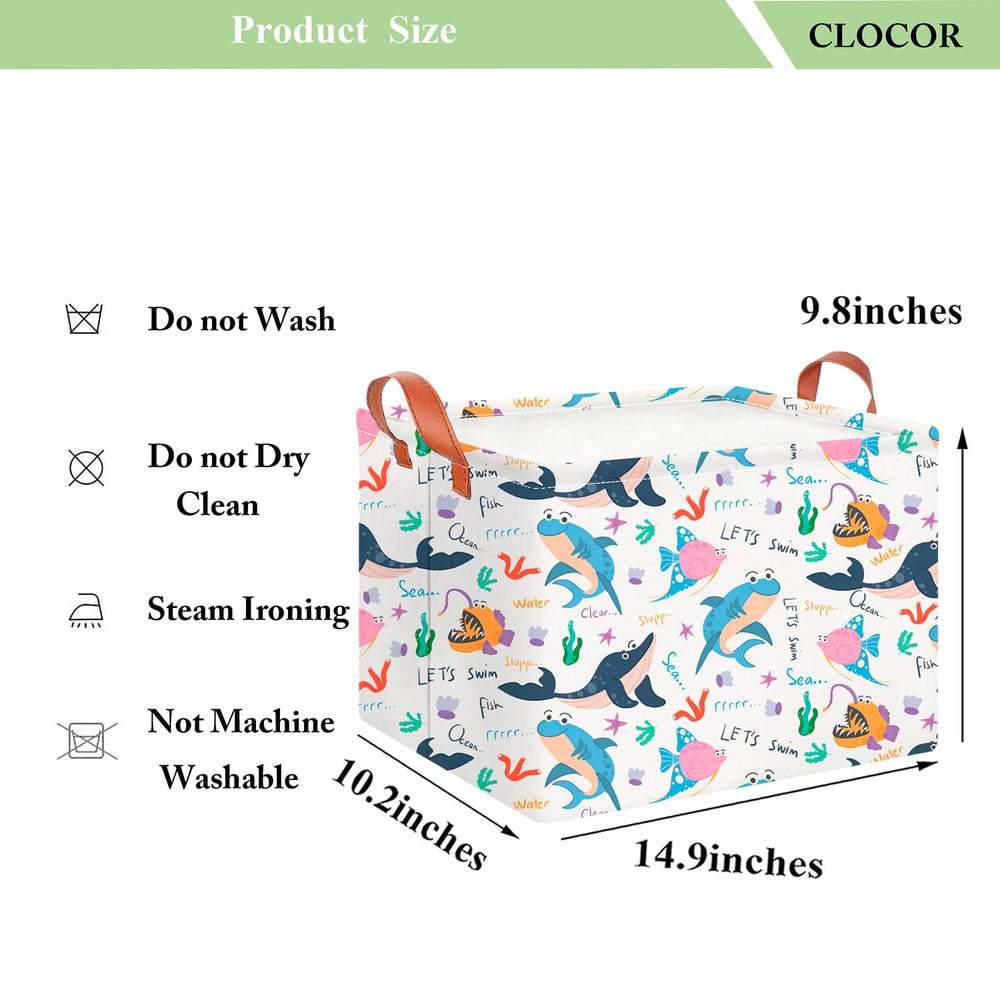 CLOCOR rectangular storage basket handle detail showing sturdy grip for organization