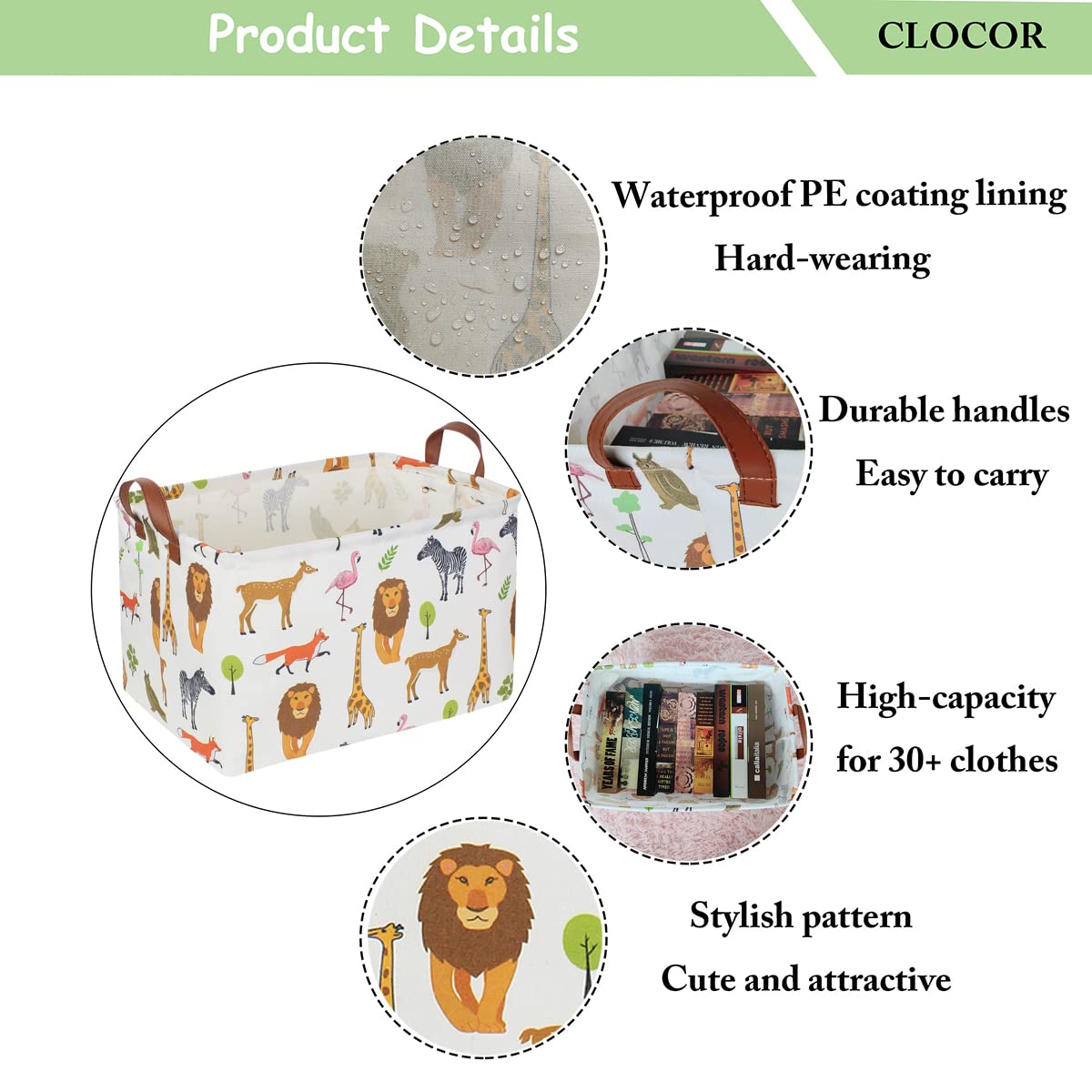 CLOCOR rectangular storage basket supports tidy laundry and clothes storage.