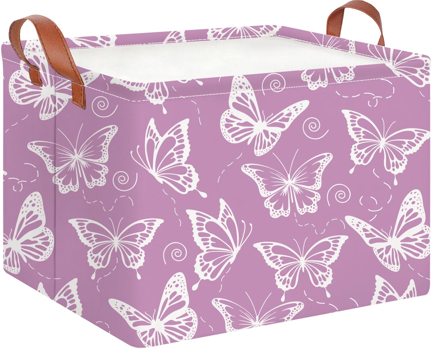 CLOCOR rectangular storage basket purple butterfly front view for stylish clutter control