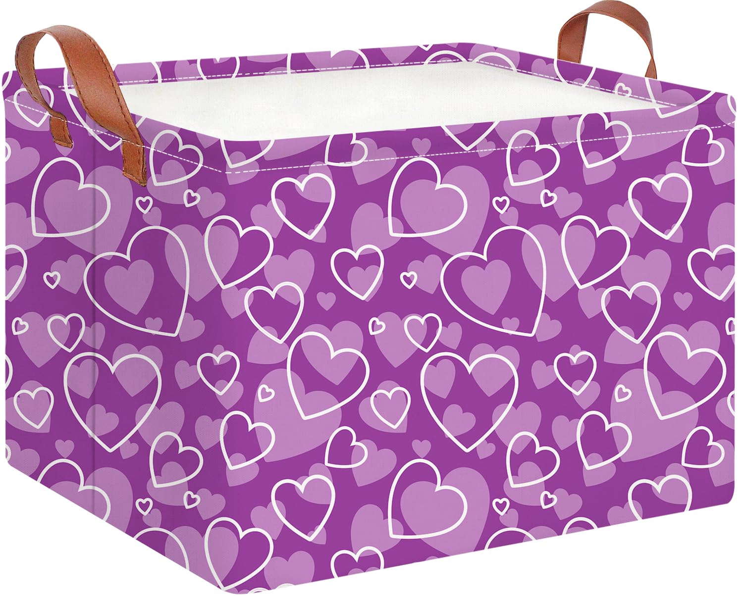 CLOCOR rectangular storage basket in purple heart pattern front view for organized spaces