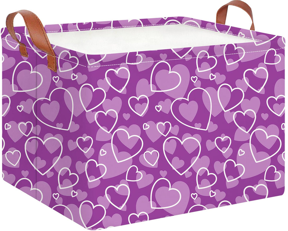 CLOCOR rectangular storage basket in purple heart pattern front view for organized spaces