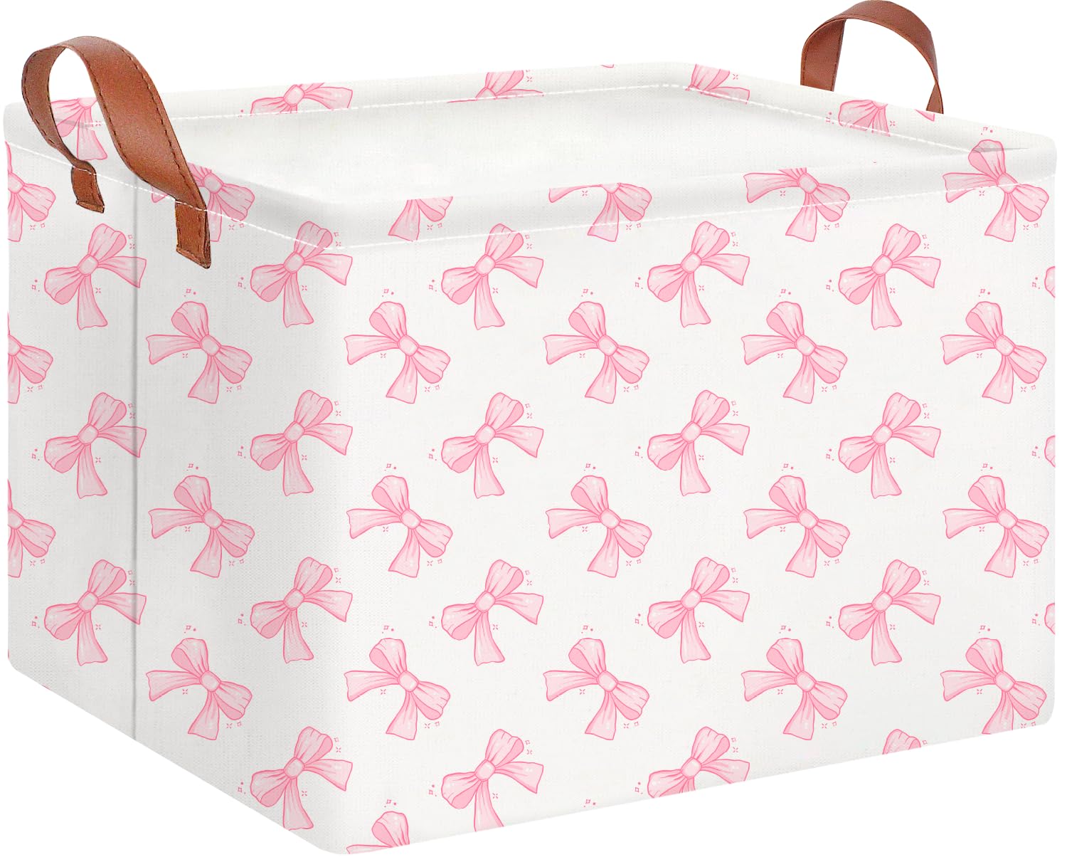 CLOCOR rectangular storage basket front view with star bowknot for tidy closet organization