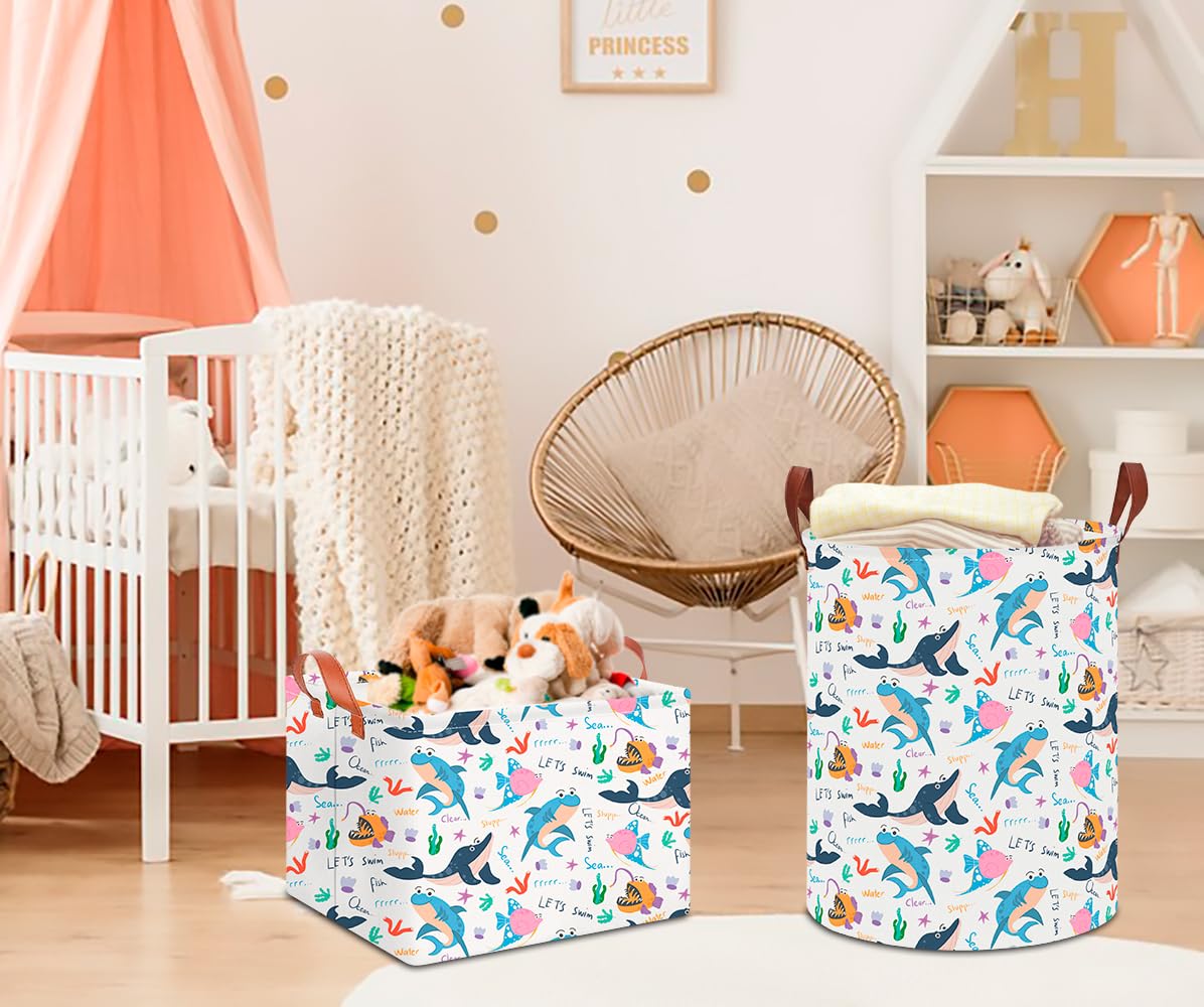 CLOCOR toy storage basket in a kids room with cute ocean pattern