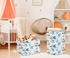 CLOCOR toy storage basket in a kids room with cute ocean pattern