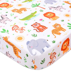 Cloele animal fitted crib sheet in jungle pattern for standard cribs and nursery sleep