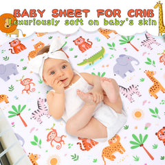 Cloele jungle-themed crib sheet showing soft, breathable fabric texture