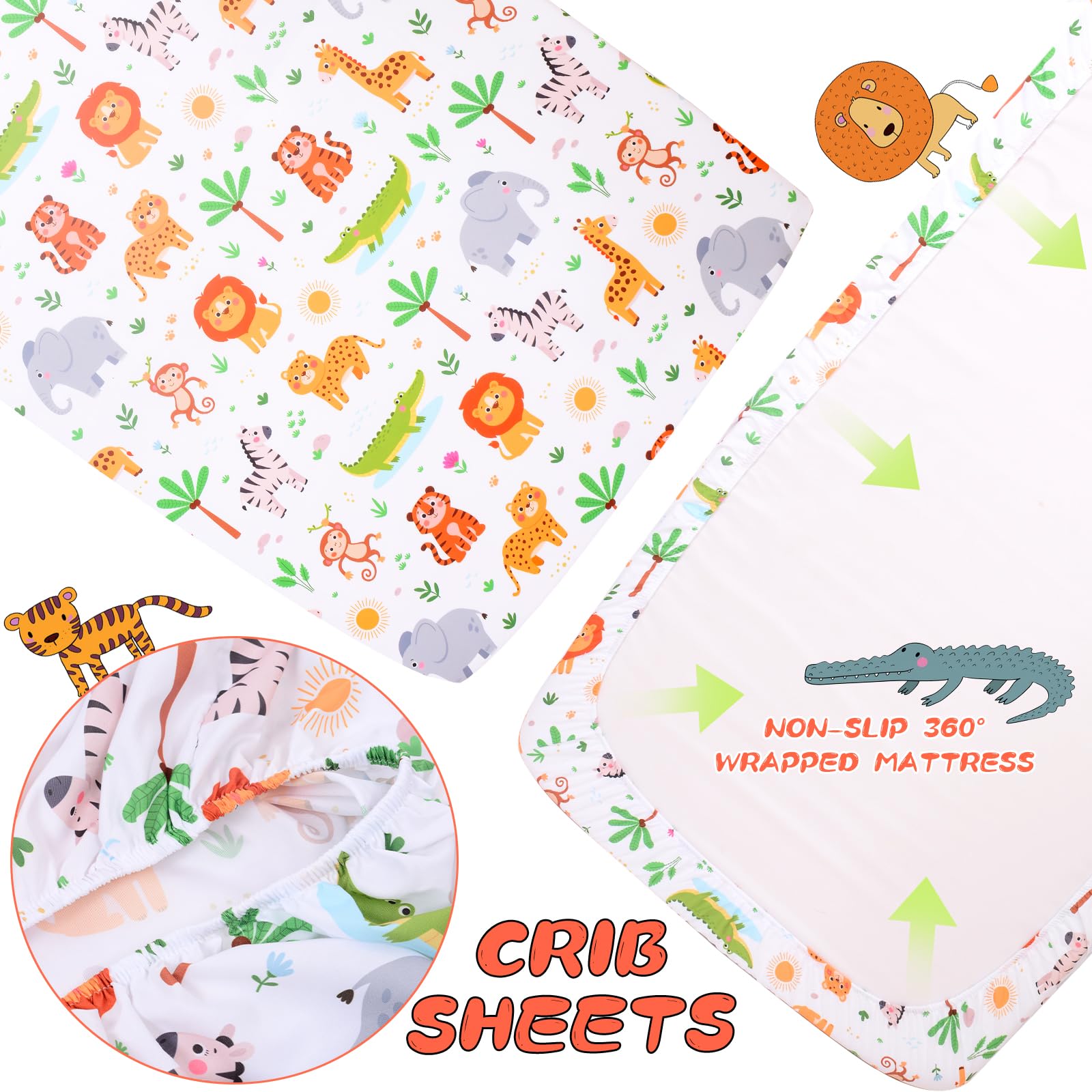 Cloele baby gift idea: jungle animal crib sheet in gift-ready packaging