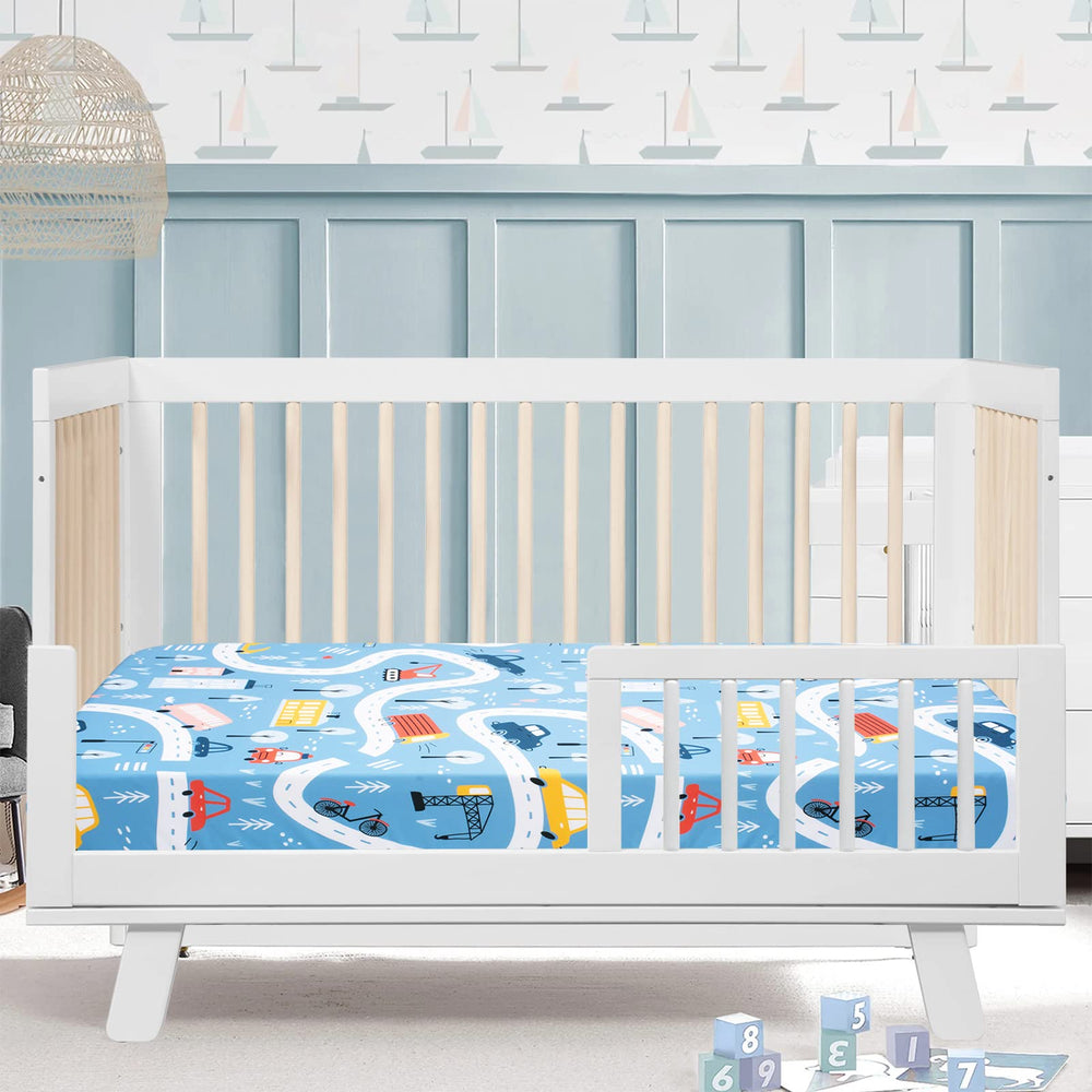 Cloele blue car pattern close-up highlights vibrant kid-friendly design