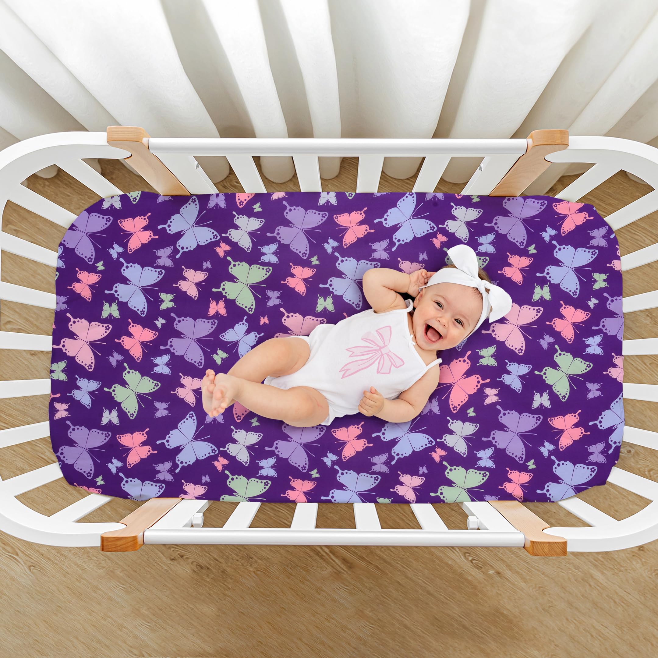 Cloele fitted sheet elastic edge keeps a secure fit on standard crib mattresses.