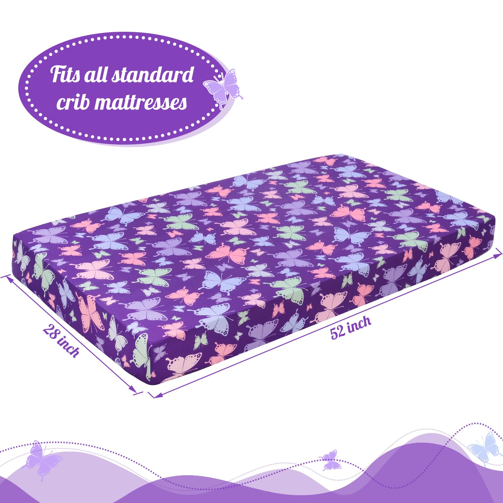 Cloele butterfly crib sheet in gift-ready packaging for baby showers.