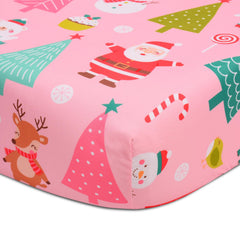 Cloele Christmas crib sheet Santa pink animals adds festive charm to baby’s nursery