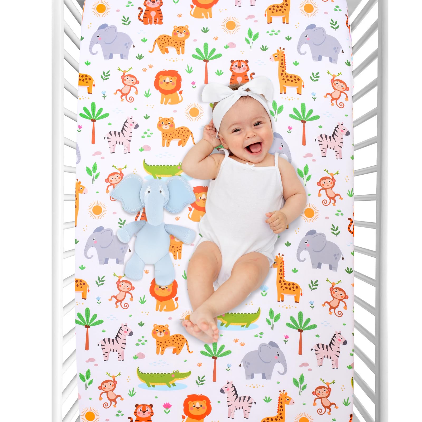 Cloele crib sheet with elastic band ensuring snug, secure fit on mattress