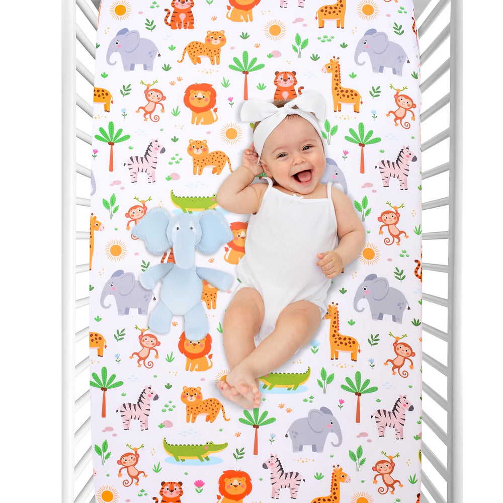 Cloele crib sheet with elastic band ensuring snug, secure fit on mattress