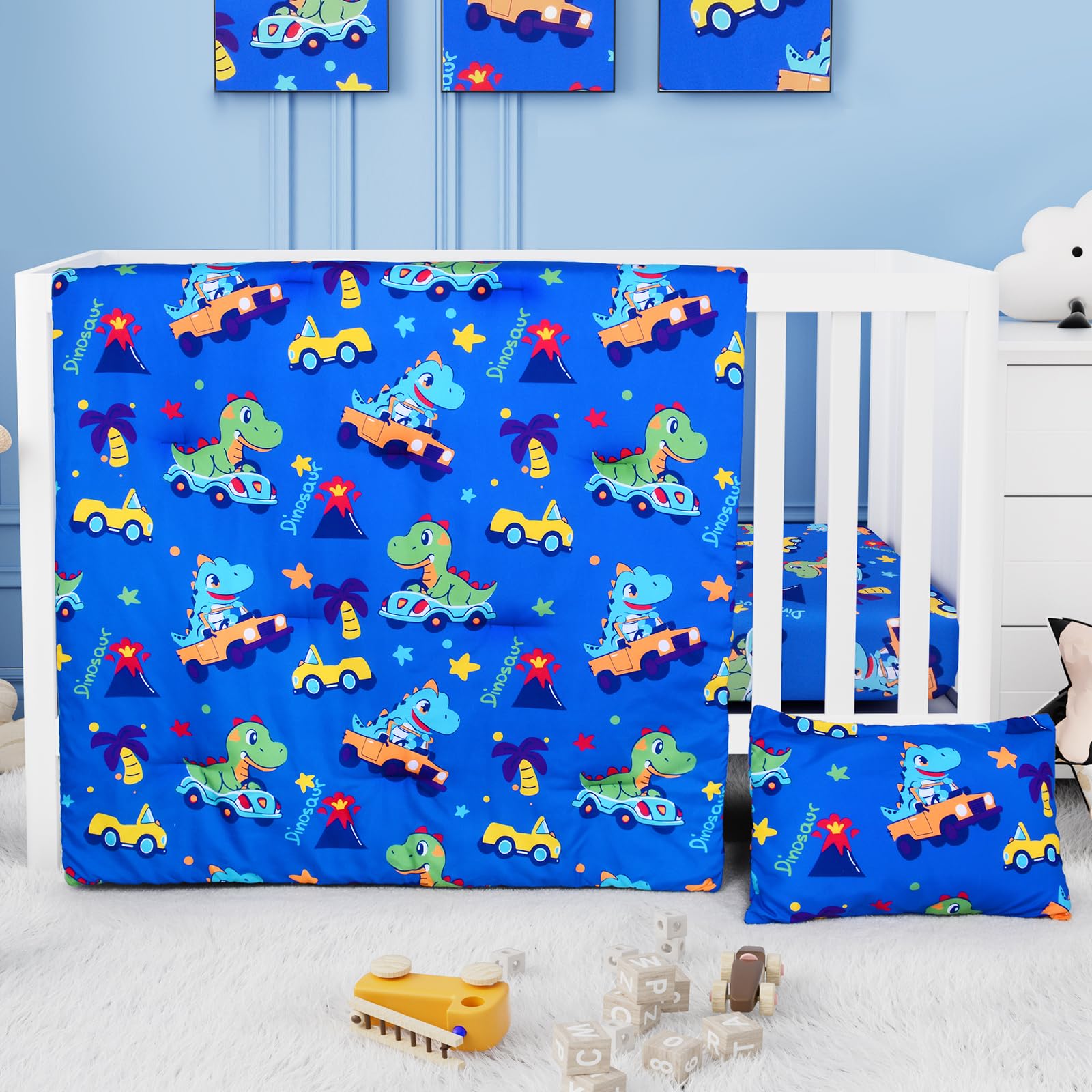 Cloele dinosaur crib bedding fitted sheet offers a snug fit for standard cribs