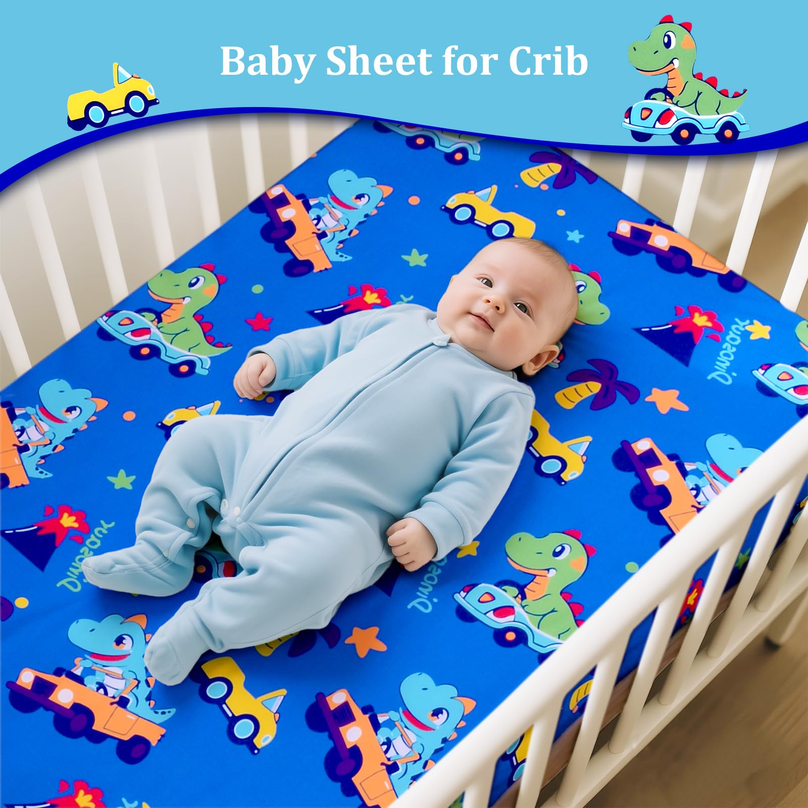 Cloele dinosaur crib bedding is machine washable for easy cleaning