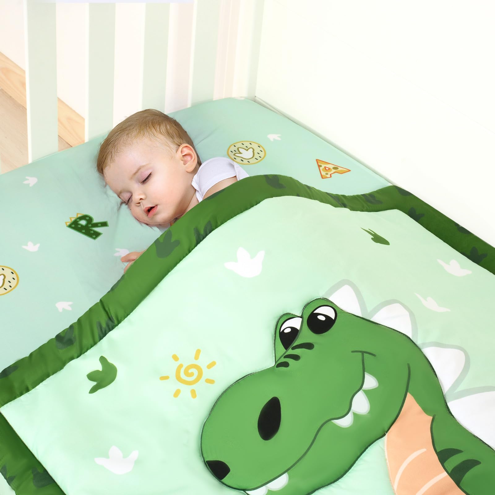Cloele dinosaur crib fitted sheet providing secure, snug fit