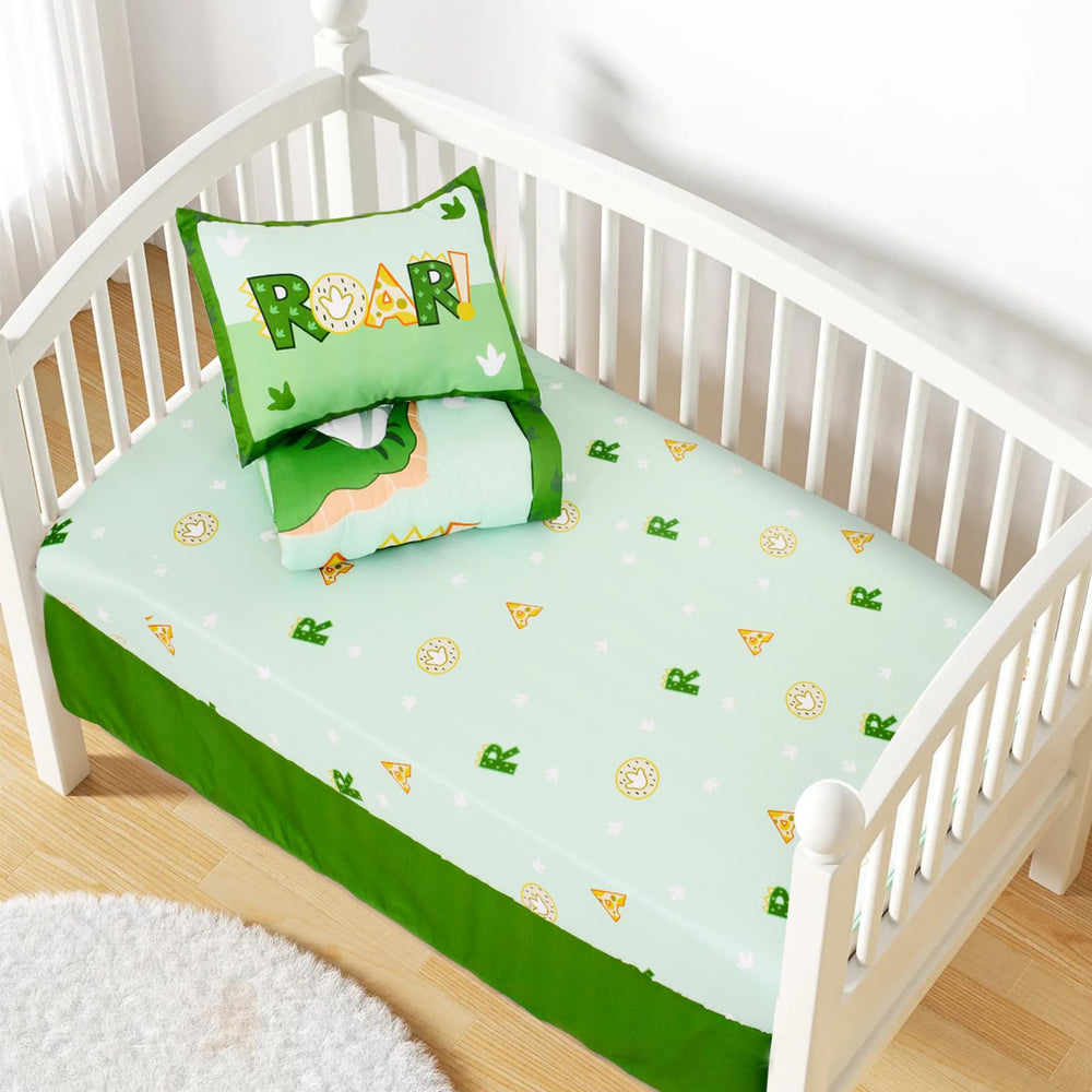 Cloele dinosaur crib skirt adding tidy edge and room appeal