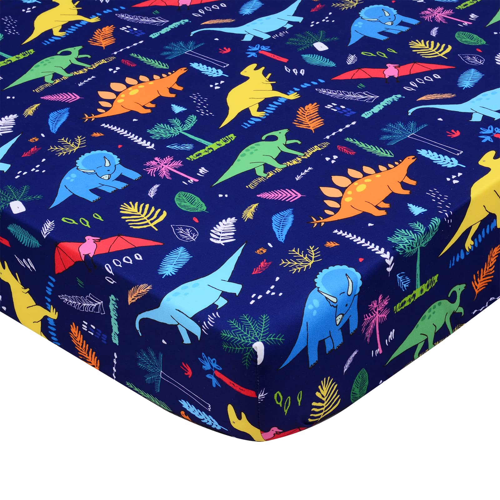 Cloele dinosaur fitted crib sheet blue, snug standard crib fit