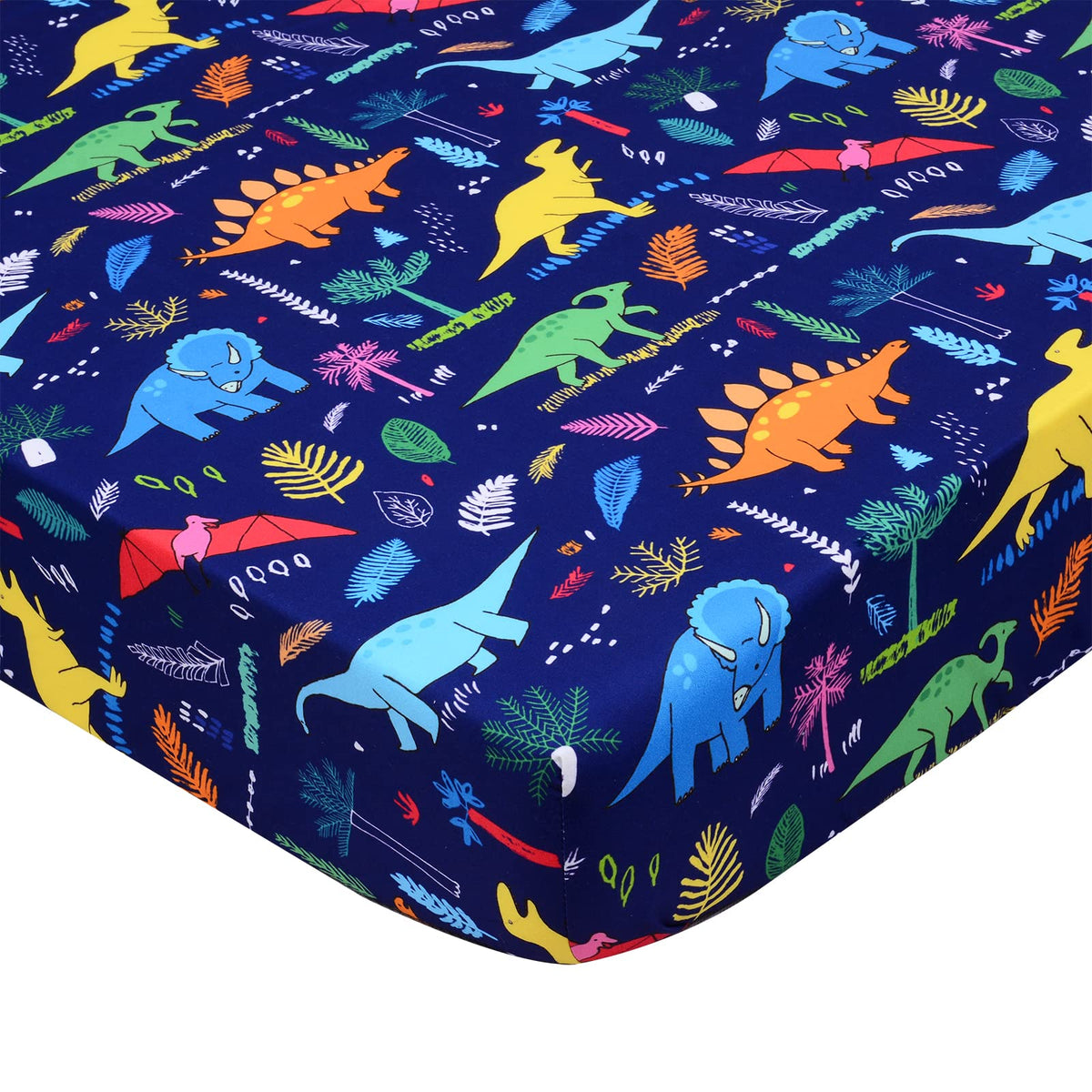 Cloele dinosaur fitted crib sheet blue, snug standard crib fit